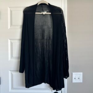 Coldwater Creek Black Open-Front Lightweight Tunic Cardigan 2X 20/22